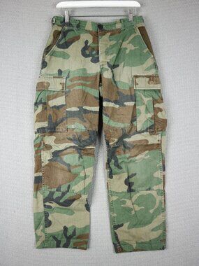 2000's Woodland Camo Pattern Trousers Mens Cargo Relaxed Fit Y2K Small 30W